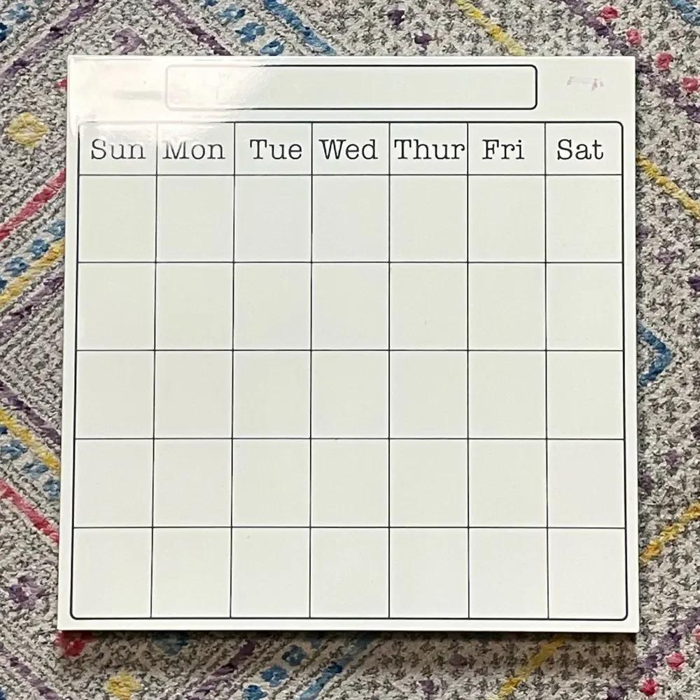 Dry Erase Wall Hanging Monthly Calendar Board with Days of the Week 16”x16”